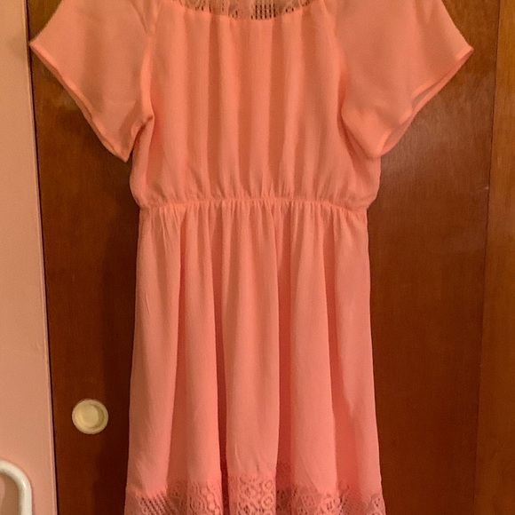 Justice Soft Coral Kids Peasant Style Dress Size 12 - Picture 1 of 6